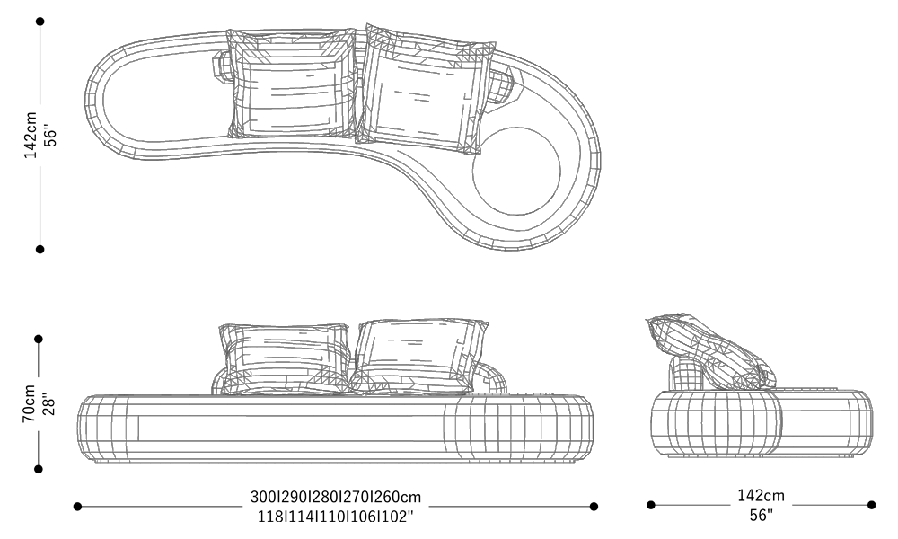 Image of the main dimensions of the product